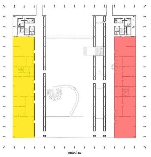 Diagrama de disposição dos gabinetes nos palácios do Rio e de Brasília