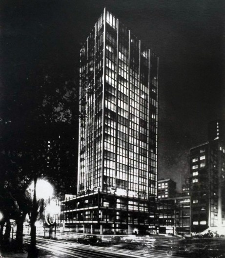 Galeria Metrópole, fotomontagem, São Paulo, arquitetos Salvador Candia e Giancarlo Gasperini