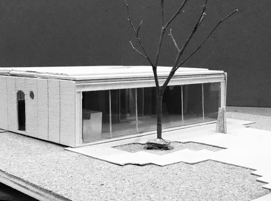 Casa Rogers, foto da maquete desenvolvida pelos alunos da disciplina Desenho Arquitetônico da Universidade São Judas Tadeu em 2018, Richard Rogers e Su Rogers, 1968-1969.