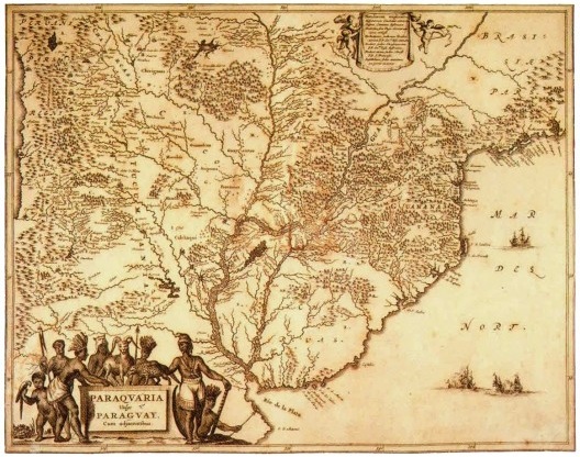 Paraqvária, vulgo Paraguai com adjacências, gravura de Montanus, 1671