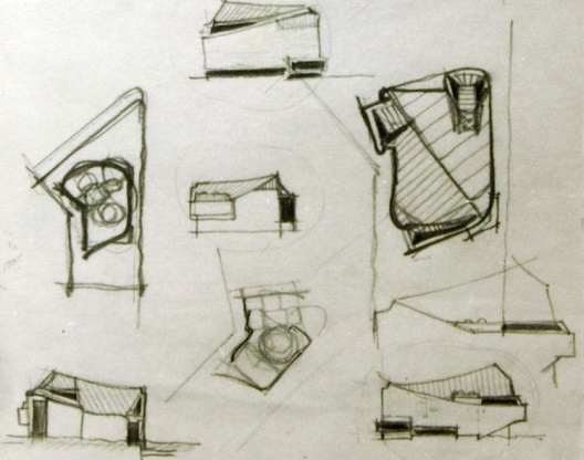 Esquissos de estudo para o Teatro Municipale, Cagliari, Itália - Francesco Ginoulhiac, 1965