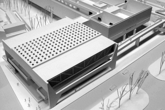 Museu Nacional dos Coches, maquete do edifício, Lisboa. Arquiteto Paulo Mendes da Rocha, MMBB arquitetos e Bak Gordon arquitetos