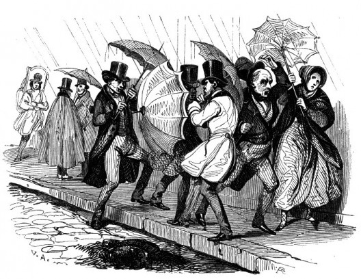 Ilustração original da crônica “Os passeios das ruas” (“Les trottoirs”), publicada no livro La grande ville, de Paul de Kock, 1842