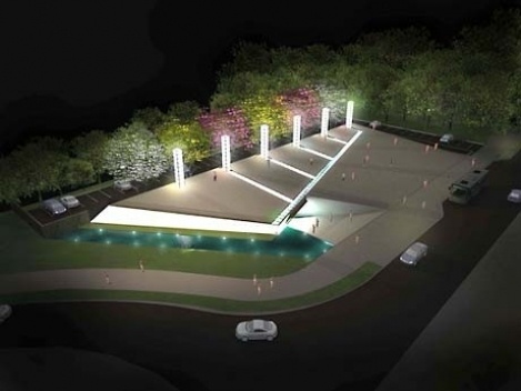 Vista noturna do Museu da Tolerância