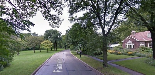 Rua Fairbanks, Riverside, mostrando a integração entre espaço público e privado