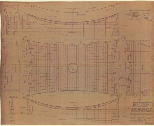 Exposição Universal e Internacional de Bruxelas, detalhamento da cobertura do Pavilhão do Brasil, engenheiro Paulo Fragoso, 29 mai. 1957