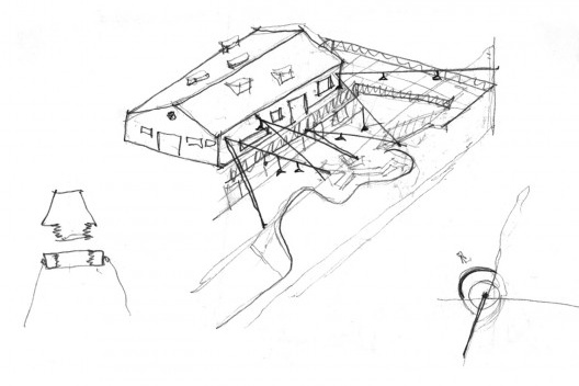 Wish School, croqui-perspectiva das luminárias, São Paulo SP Brasil, 2016. Arquitetos Alexandre Gervásio, Erico Botteselli, Lucas Thomé e Pedro de Bona / Grupo Garoa Arquitetos Associados