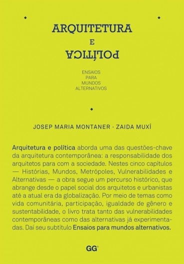 Capa do livro Arquitetura e Política, publicado em português