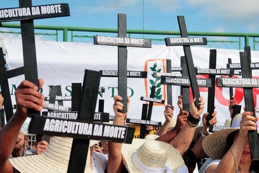 Manifestação do MST contra os produtos transgênicos da Monsanto
