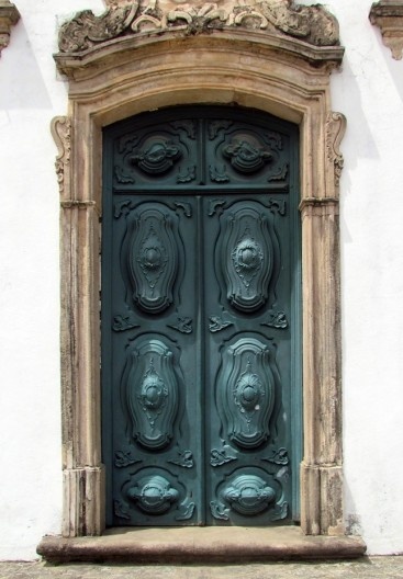 Capela da Ordem terceira, porta em almofadas, conjunto conventual Franciscano Santa Maria Madalena, Marechal Deodoro