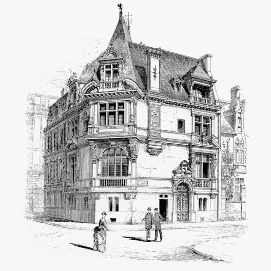 Mansão de M. de Osma, Paris, 1884, arquiteto M. F. Gaillard, publicado em La Semaine des Constructeurs, 1884