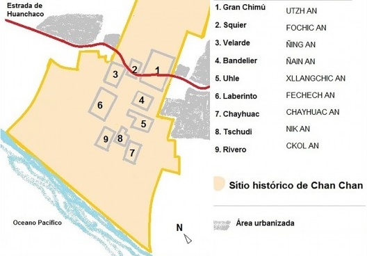 Esquema da estrutura urbana de Chan Chan
