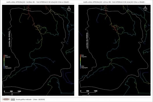 Análise axial da integração da aldeia conectada com o restante do município