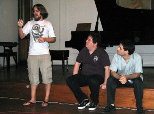 Debate com os compositores Magno Caliman (RJ), Rodrigo Marconi (RJ) e Maurício De Bonis (MG). Fórum de Compositores 2011. Sala da Congregação.