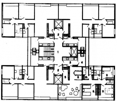 Fig. 13 - Edifício Liberdade, São Paulo, Rino Levi, 1948. Planta tipo
