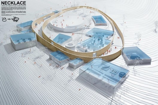 Concurso Internacional para Projeto Arquitetônico do Museu Exploratório de Ciências da Unicamp, maquete, 2º lugar. Arquitetos Tomohiko Amemiya, Hiroki Inutsuka e Mitsuru Hamada, 2009