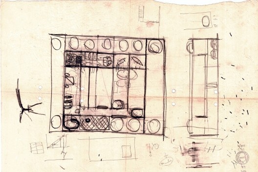 João Batista Vilanova Artigas, Residência Telmo Porto, São Paulo, 1968. Croquis de concepção