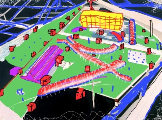 Desenhos esquemático do Parc de La Villette, Fernando Fuão, 2013