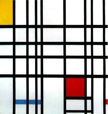 Composição com Amarelo, Azul e Vermelho. Mondrian, 1937-42