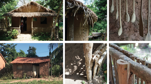 Casas autoconstruídas em terra crua, adobe e pau-a-pique, na região do povoado de Sumaúma, Vitória do Mearim MA Brasil
