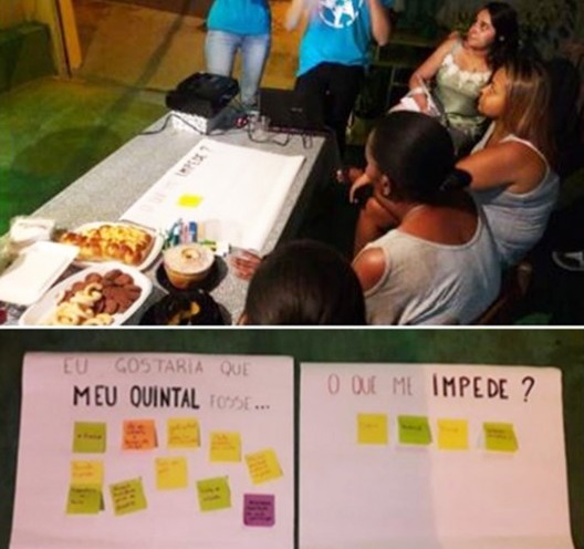 Cartazes feitos em conjunto com as moradoras em reunião