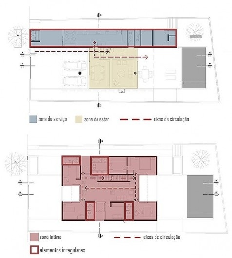 Casa Boiçava, planta do pavimento térreo e primeiro pavimento, São Paulo, 2009-2011, Una Arquitetos