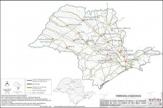 Sobreposição dos modelos de transporte ferroviário e rodoviário no Estado de São Paulo