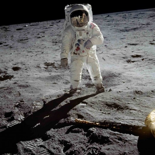 Edwin Aldrin no Mar da Tranquilidade na Lua, fotografado por Neil Armstrong, dois primeiros homens a pisar na lua, Missão Apollo 11