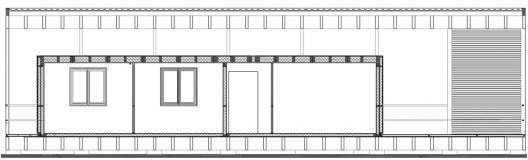Seção longitudinal dos módulos da habitação