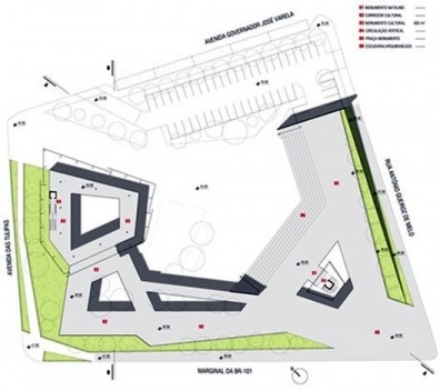 Praça do Natal, Natal RN Brasil, planta baixa nível 44,00, menção honrosa Concurso Público de Arquitetura. GA Arquitetura, 2009