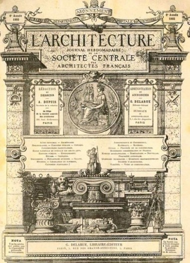 Capa de L’Architecture: Journal hebdomadaire de la Société centrale des architectes français, 1893