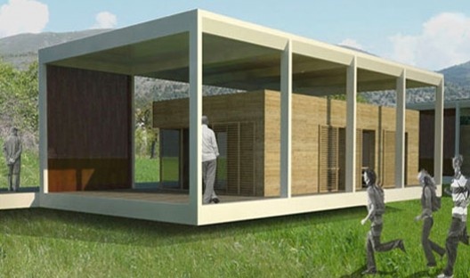 Módulo interno da habitação inserido no módulo de infraestrutura e cobertura do projeto MIA, coordenado por Roberto Bologna