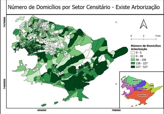Arborização por setor censitário