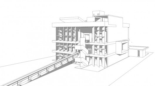 Associação da Indústria Têxtil, vista externa do edifício, Ahmedabad, Gujarat, Índia, 1954. Arquiteto Le Corbusier