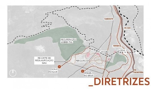Mina da Esperança, mancha extrativista e elementos territoriais. Diretrizes para recuperação ambiental e novas conexões, Brumadinho MG. Arquitetos Lucas de Sousa, Mariana Alves Barbosa, Pedro Machado Meneghel, Renata Semin e Vitória Paulino