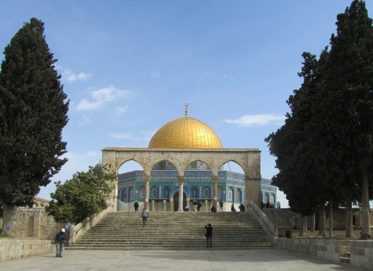 Três religiões monoteístas no Monte Moriah (Monte do Templo) de Jerusalém, Israel