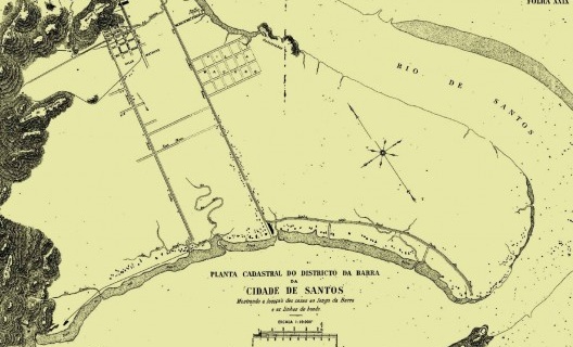 Planta cadastral do distrito da barra da cidade de Santos
