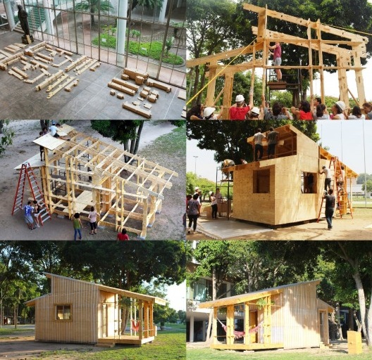 Projeto Wiki-House/ Casa Revista, montagem e construção LAMO-UFRJ, Março 2015