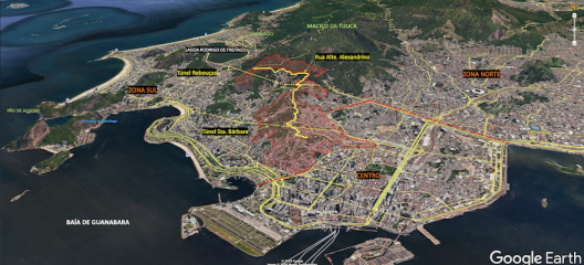 Santa Teresa no contexto urbano e topográfico (vista por noreste)