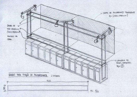 Reforma e ampliação O2 Filmes, croquis, São Paulo SP Brasil, 2013. Arquiteta Cristina Xavier