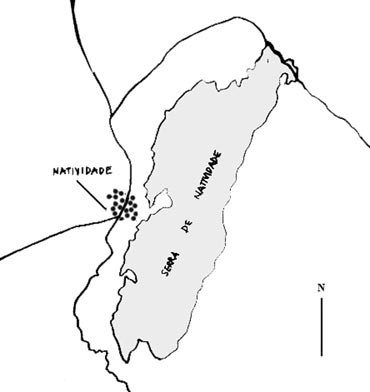 Croqui de localização da cidade em relação à Serra de Natividade