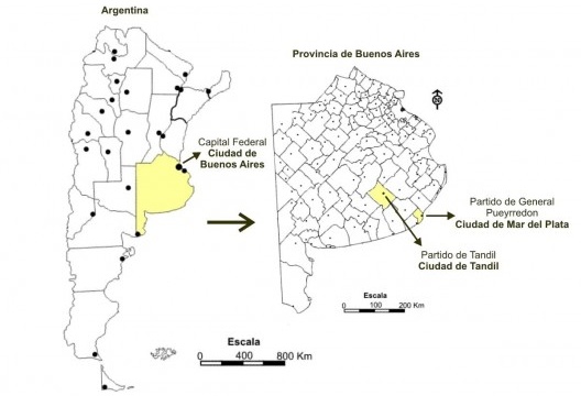 Mar del Plata y Tandil en la provincia de Buenos Aires