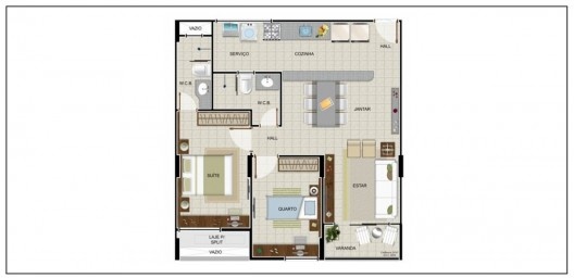 Planta humanizada, apartamento do Edifício Luna Dorata (66,60m², terminação 04/05), Maceió, 2013