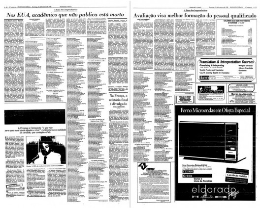 USP faz lista dos seus improdutivos. Folha de S.Paulo, São Paulo, 21 fev.1988, p. A-30 e A-31