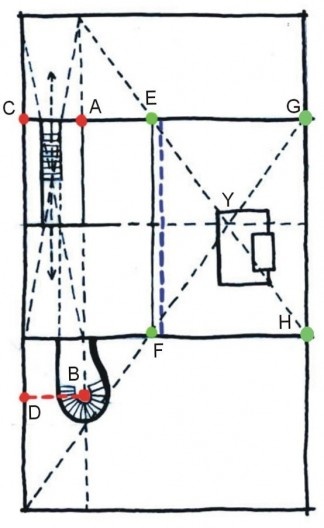 Pontos que determinam o limite do jardim e dos acessos à residência João Villaça