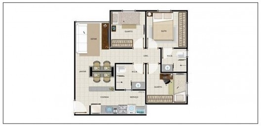 Planta humanizada, apartamento do Residencial Sierra Park (53,00m², terminação 01), Maceió, 2014