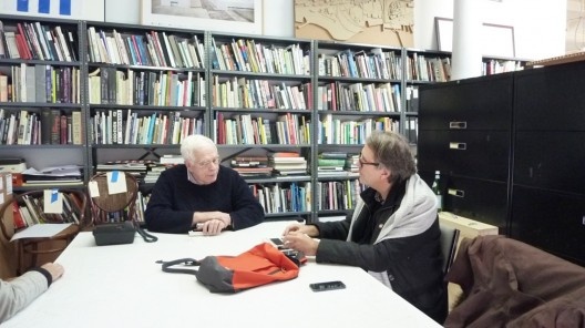 Peter Eisenman e Sérgio Marques durante a entrevista