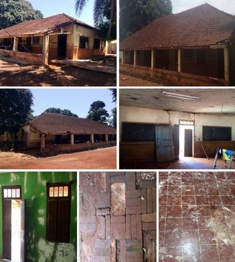 Fachada frontal, lateral, posterior, sala de aula, paginação de pisos e escola do Sr. Oacir Vidal, Rio Brilhante MS