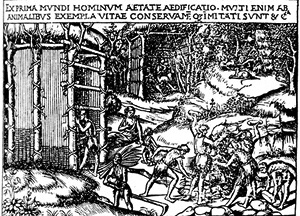 A construção da cabana primitiva, segundo Cesariano