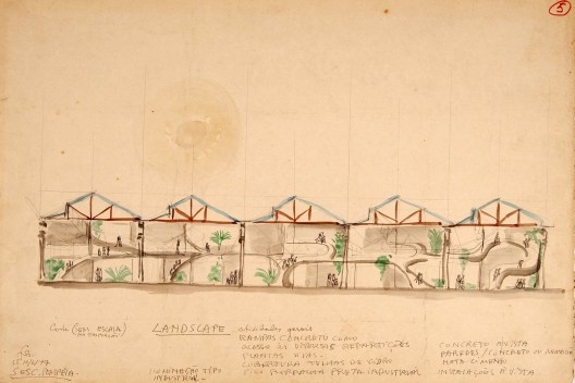 Lina Bo Bardi, Landscape, estudos iniciais galpões, 1977